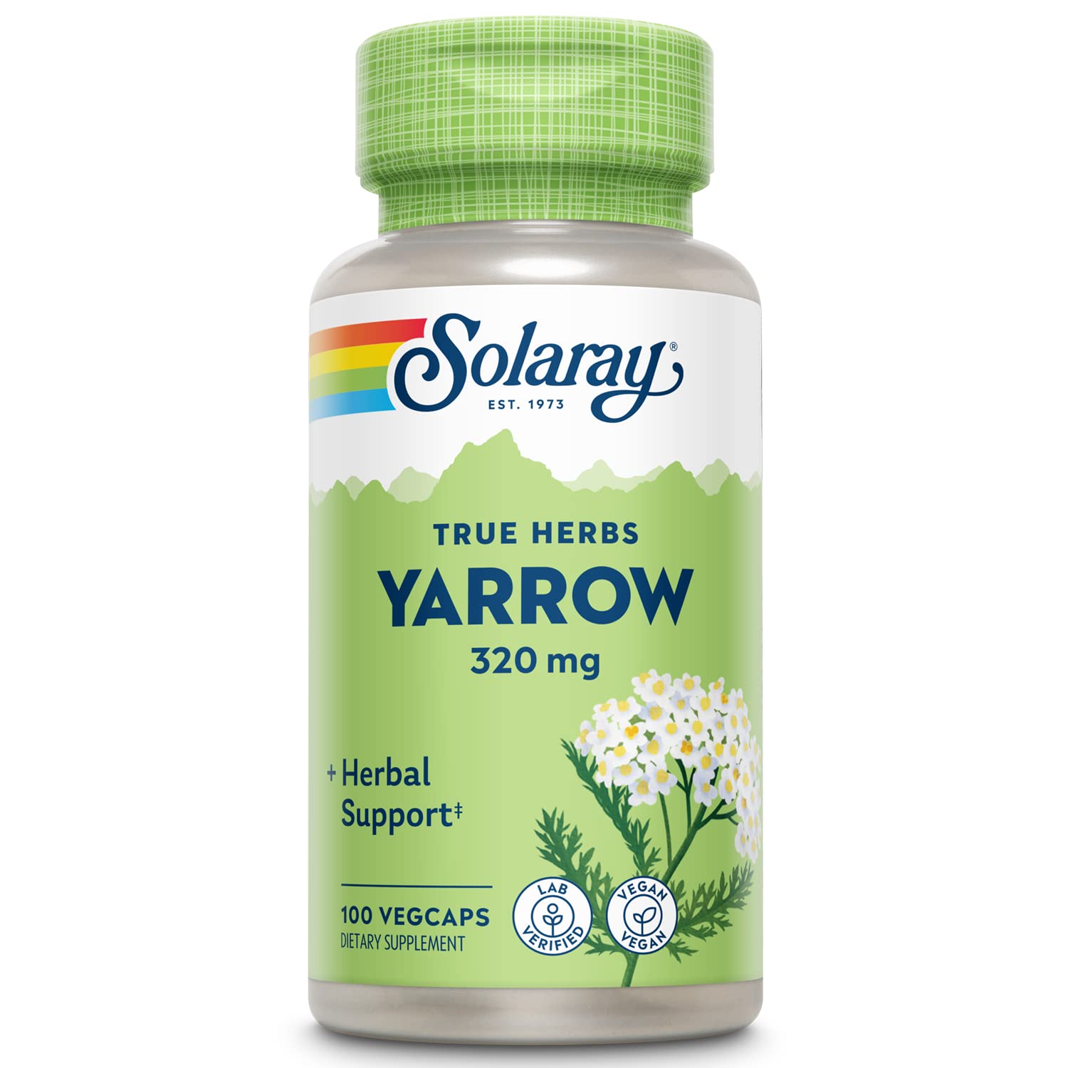SOLARAY Achillée Yarrow 320 mg – bouteille, intégration facile dans la routine quotidienne.