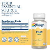 Solaray Zinc 50 mg pack3 - capsules végétales prêtes à l'emploi, apport quotidien potentiel