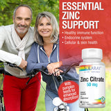 Solaray Zinc Citrate 50 mg – visuel sur digestion en douceur pour acidité gastrique faible.
