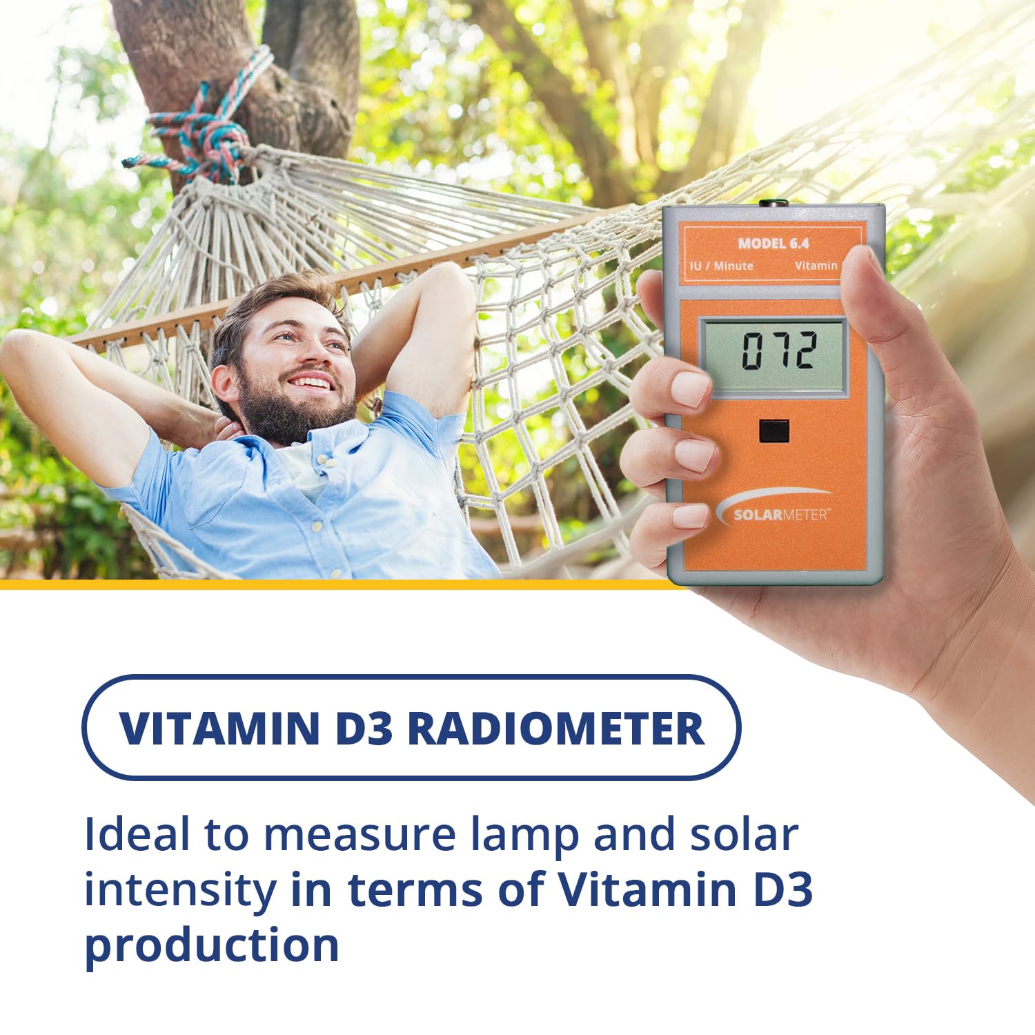 Écran LCD clair du Solarmeter 6.4 pour lire rapidement les valeurs.