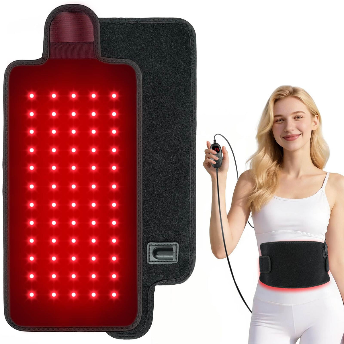 SOLFREE Ceinture thérapie lumière rouge sur le corps favorisant la relaxation musculaire.