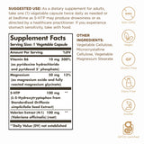 Étiquette Solgar 5-HTP 100 mg, conseils clairs pour prise adaptée.