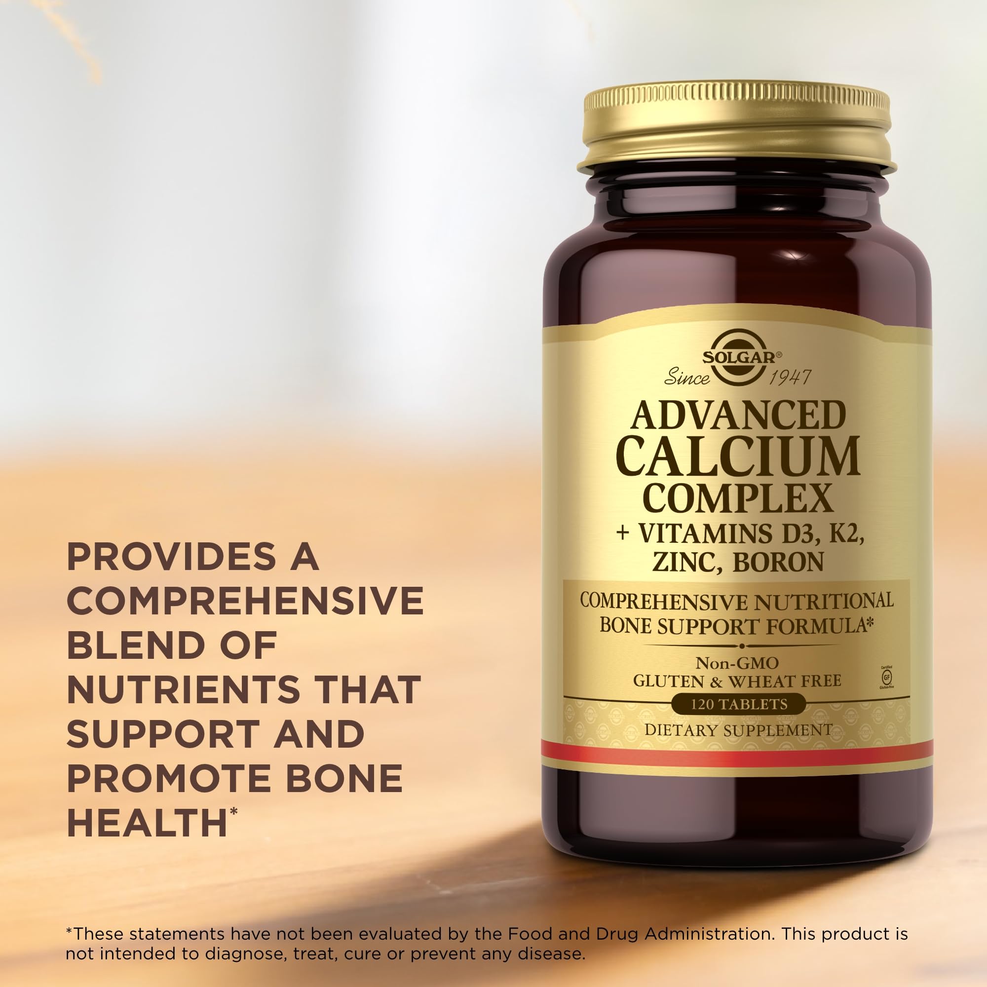 Solgar Advanced Calcium Complex – vitamine D3 et K2, soutien potentiel des os.