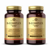 Solgar B-Complex 100, bouteille de capsules végétales, soutien énergétique potentiel.