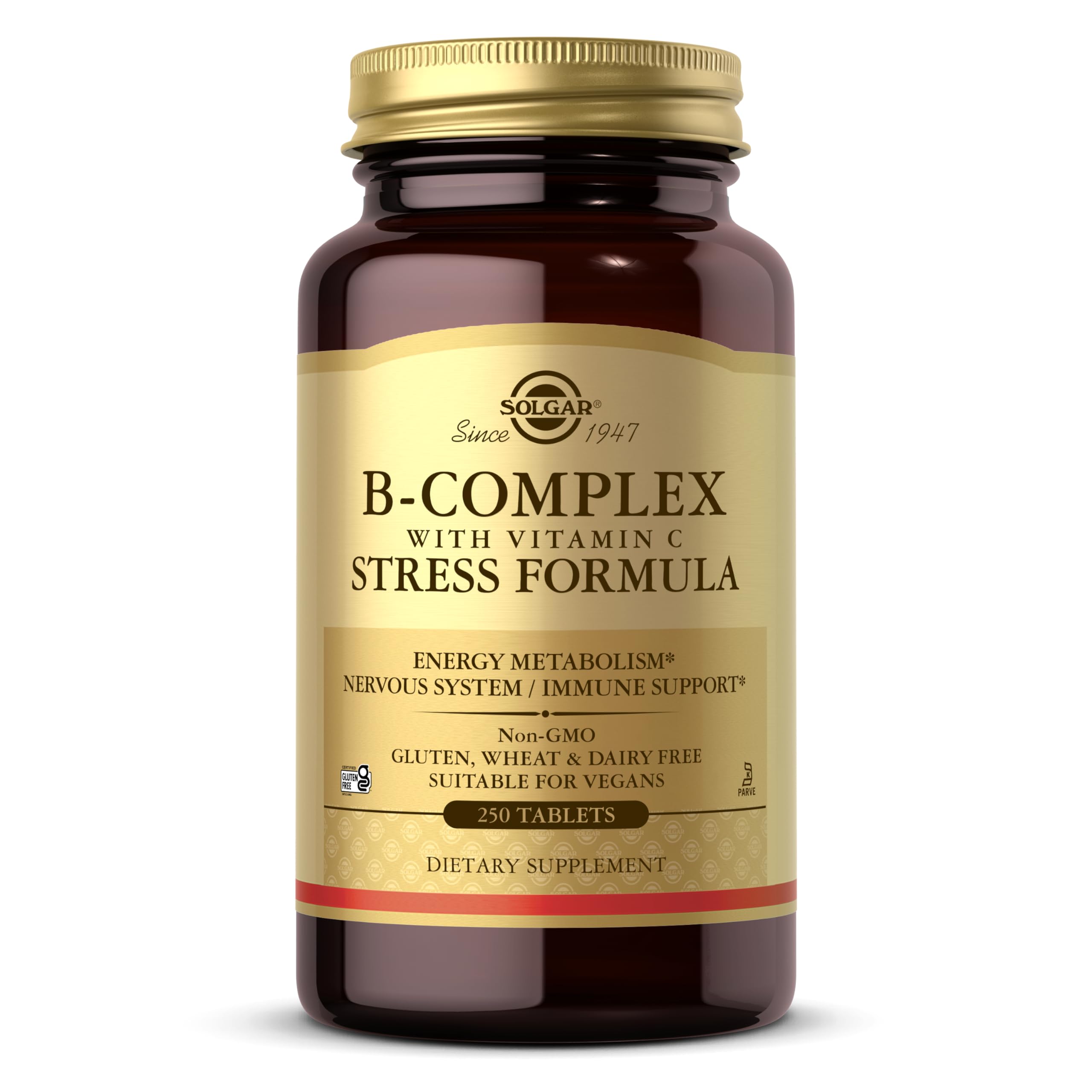 Solgar B-Complex Vitamine C Stress Formule, bouteille, soutien énergie et système nerveux