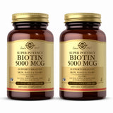 Solgar Biotine 5000 mcg, bouteille de capsules pour la routine beauté.