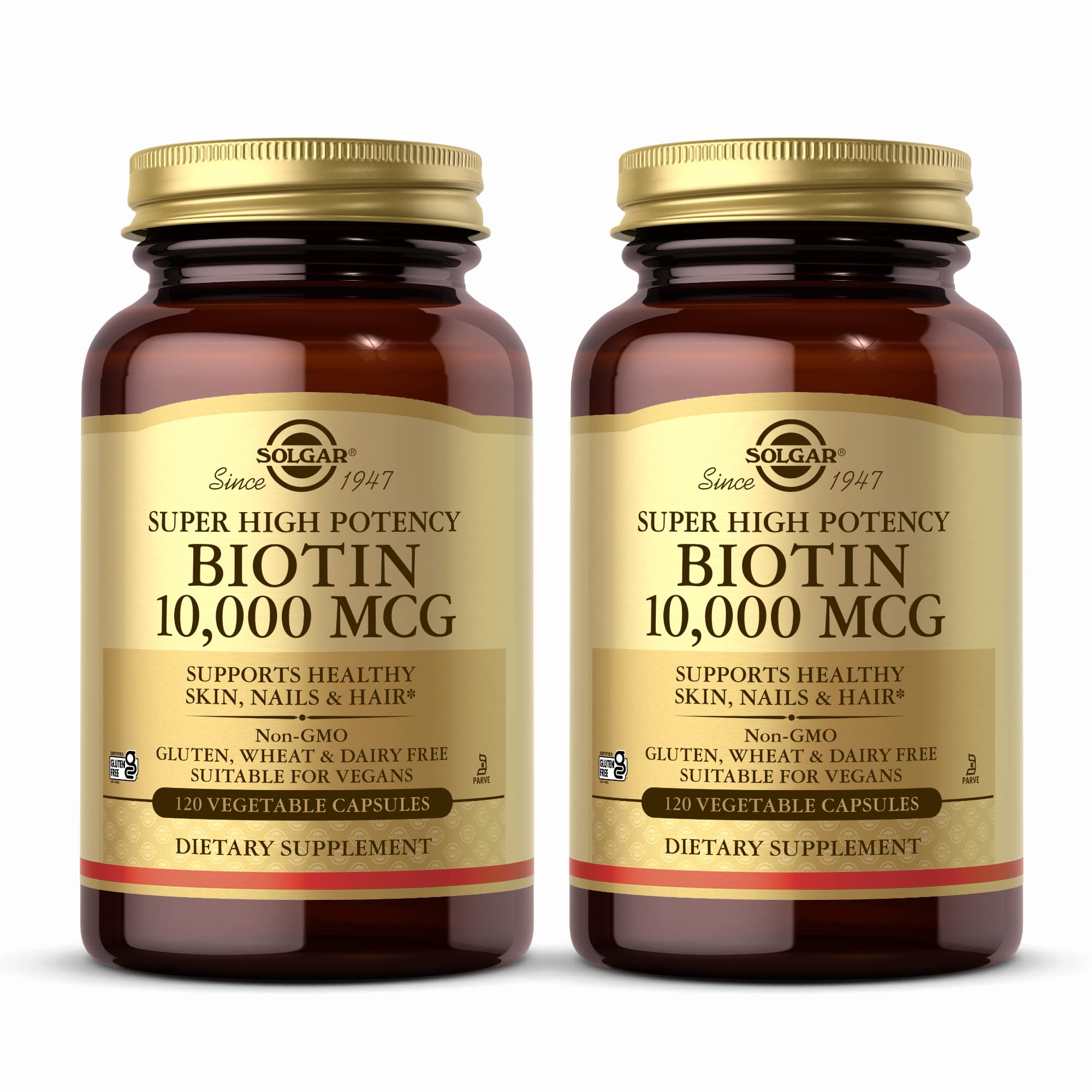 Solgar Biotine 10000 mcg - bouteille, soutien potentiel pour cheveux et ongles.