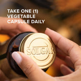 Solgar Biotine 10000 mcg - étiquette produit lisible avec posologie et bénéfices potentiels.