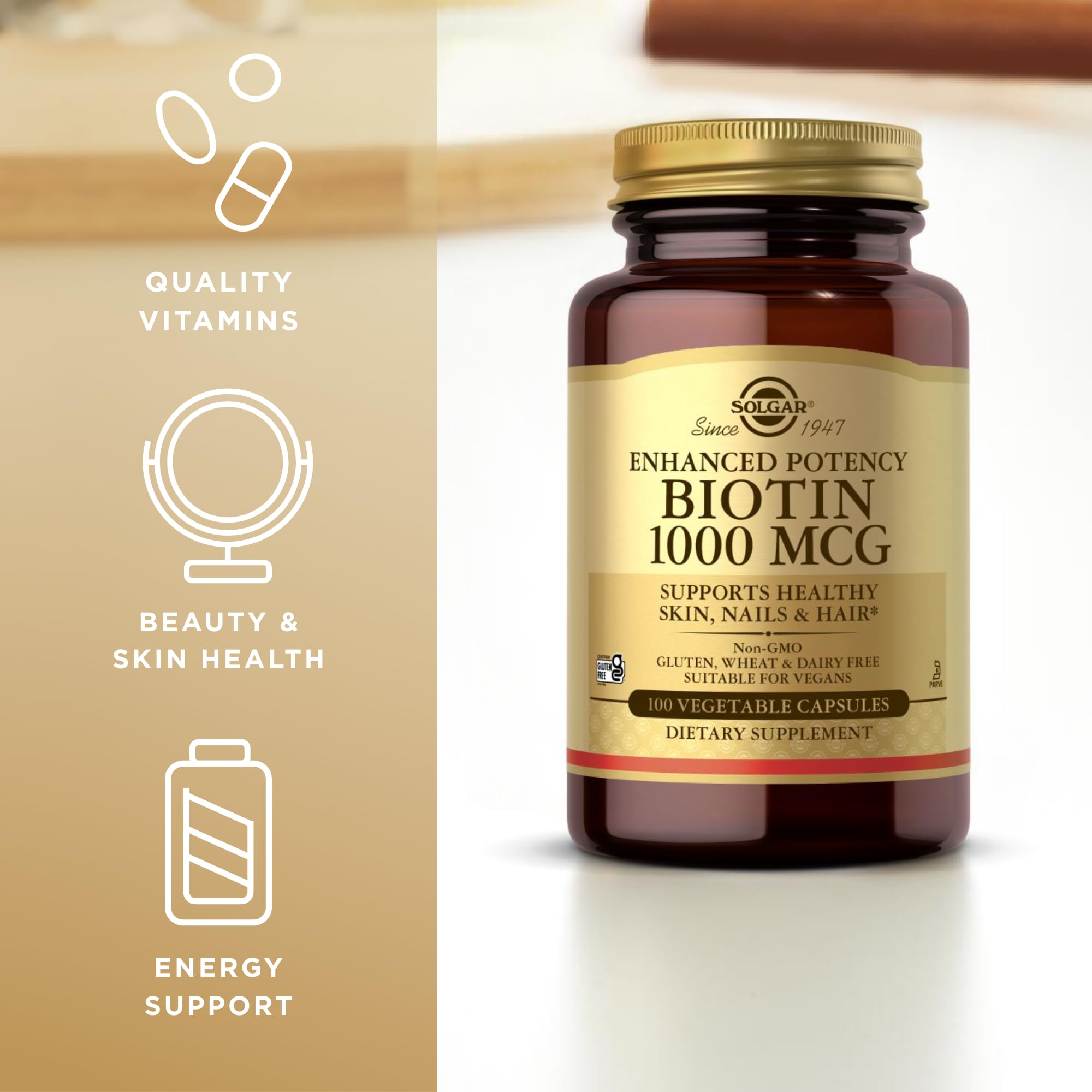 Solgar Biotine 1000 mcg – liste d'ingrédients clairs et pureté