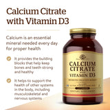 Solgar Calcium Citrate D3 – étiquette lisible, conformité sans gluten et sans lactose