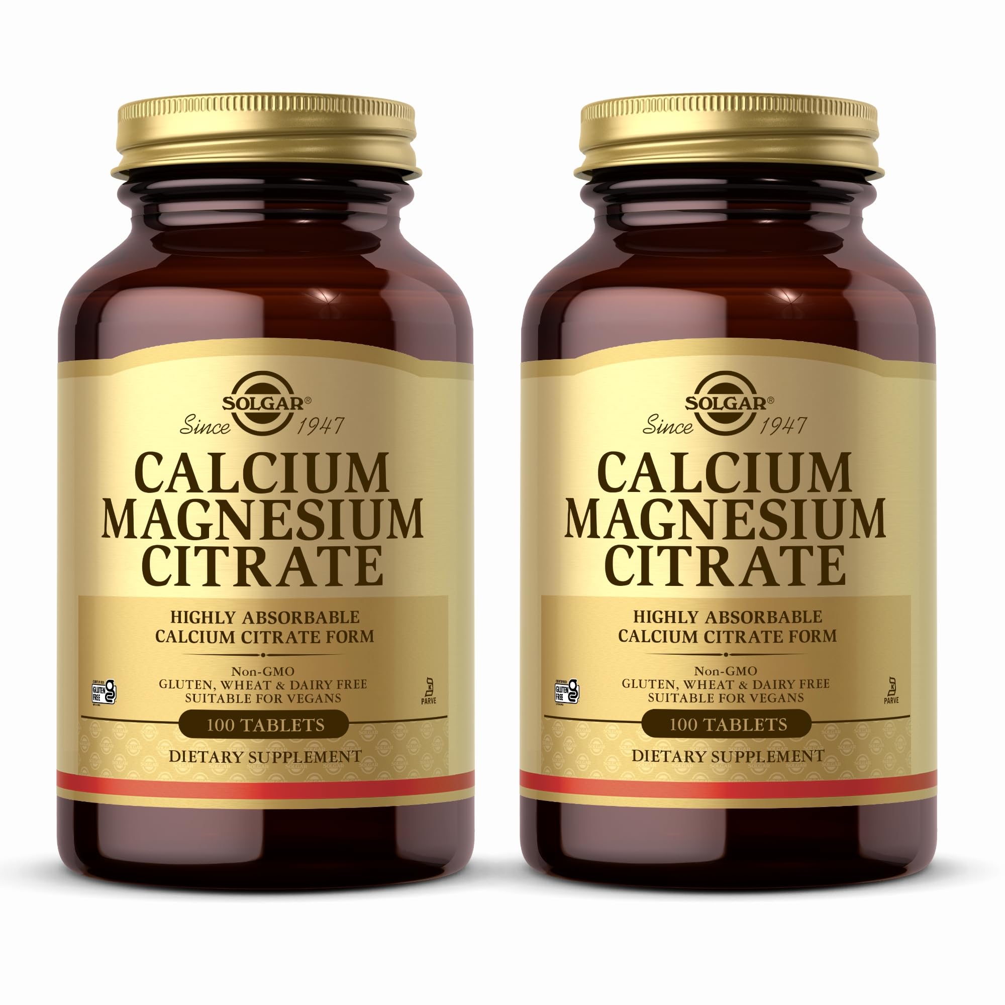 Solgar Calcium Magnésium Citrate, ensemble de tablettes, soutien possible des os et des dents.