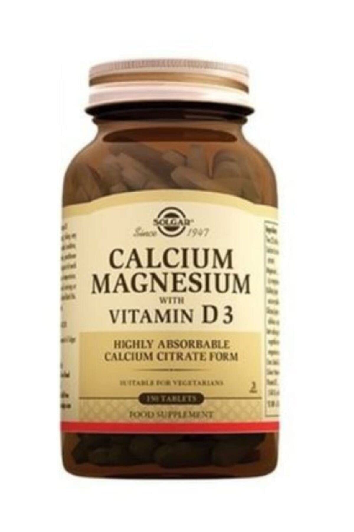 Solgar Calcium Magnesium D3: bouteille et comprimés, soutien osseux et nerveux.