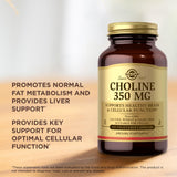 Solgar Choline 350 mg – emballage extérieur soigné et durable.