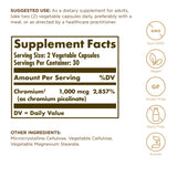 Capsules Solgar Chromium Picolinate 500mcg, dosage pratique pour le métabolisme.