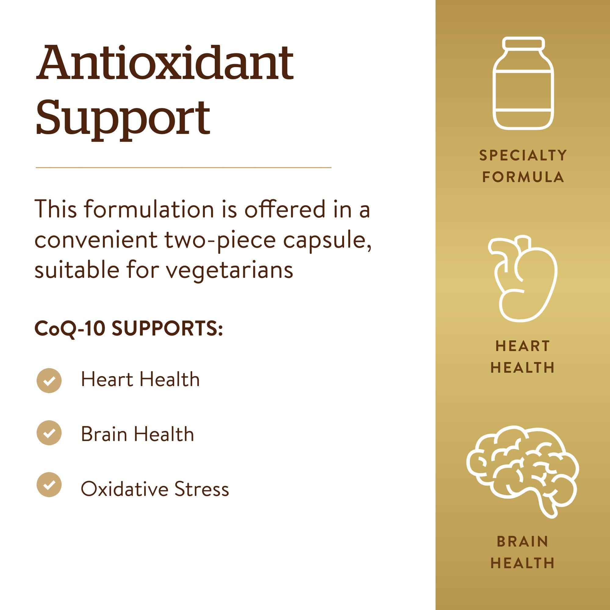 Solgar CoQ-10 – capsules végétales, prise quotidienne simple.