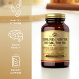 Dosage quotidien Solgar Choline/Inositol, format simple et facile à suivre.