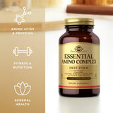 Solgar Essential Amino Complex, étiquette claire, informations utiles et transparence.