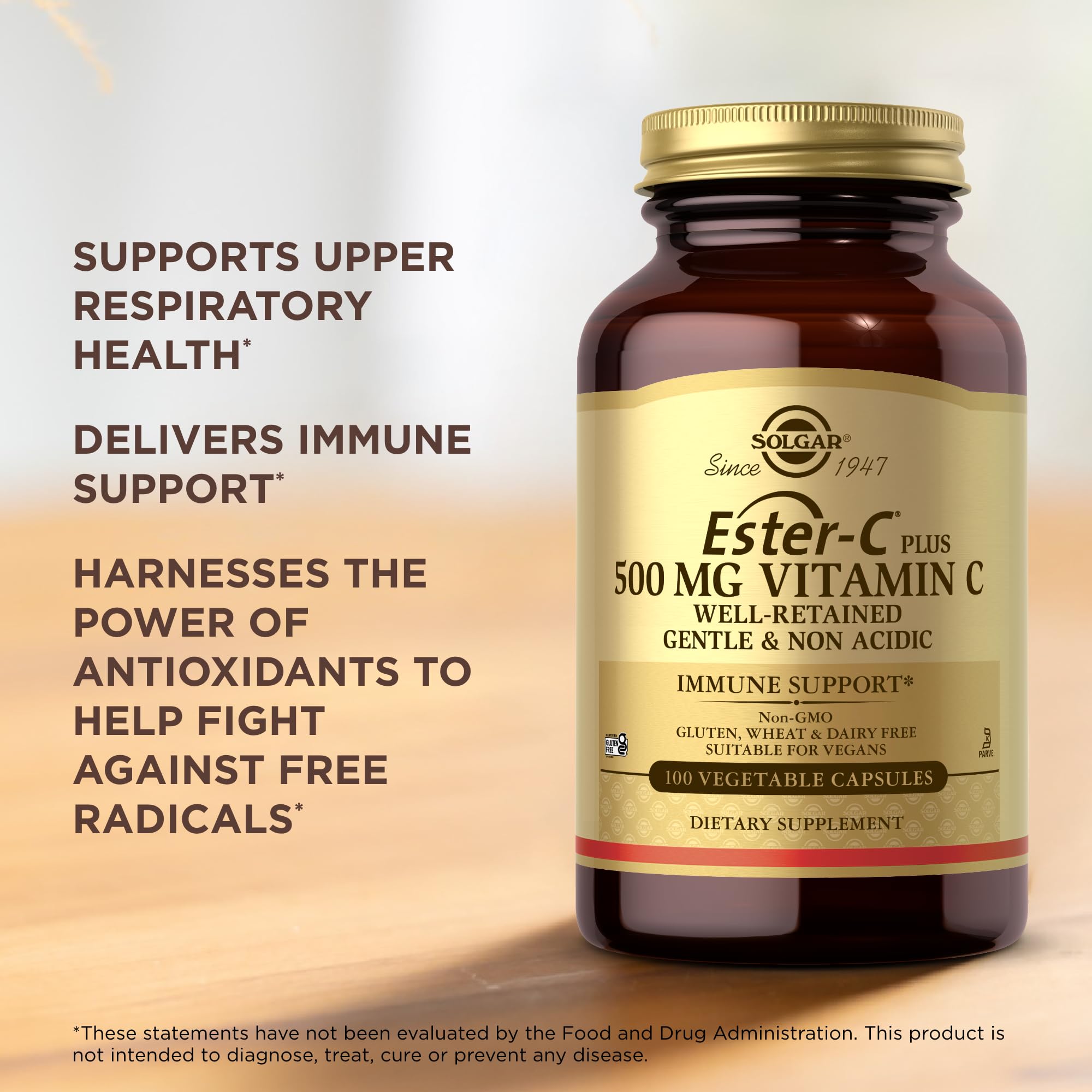 Solgar Ester-C Plus 500 mg — bioflavonoïdes et fruits pour le soutien quotidien