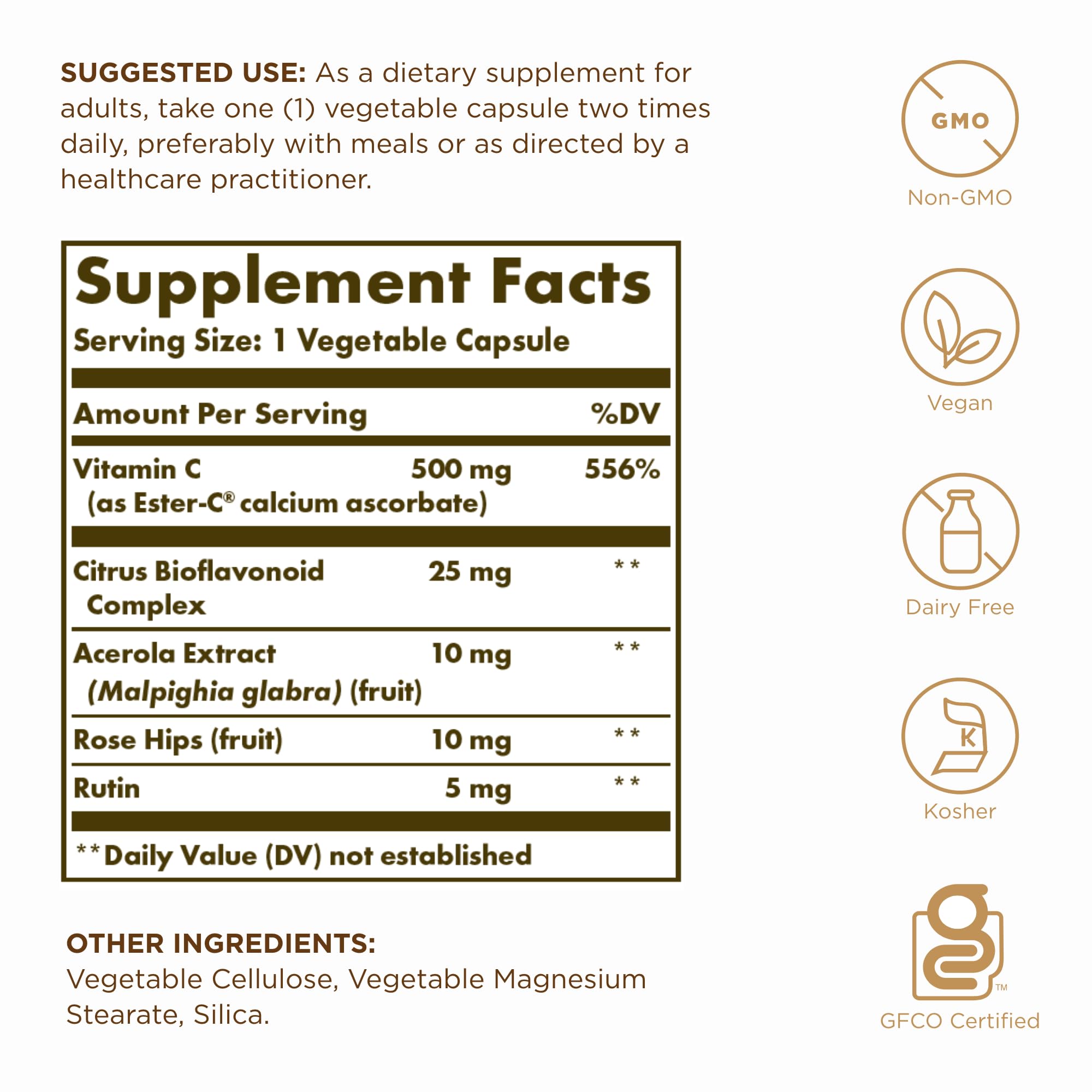Solgar Ester-C Plus 500 mg — emballage double pratique pour la routine