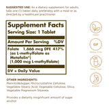Solgar Folate 1000 mcg – bouteille contenant les comprimés et l’étiquette.