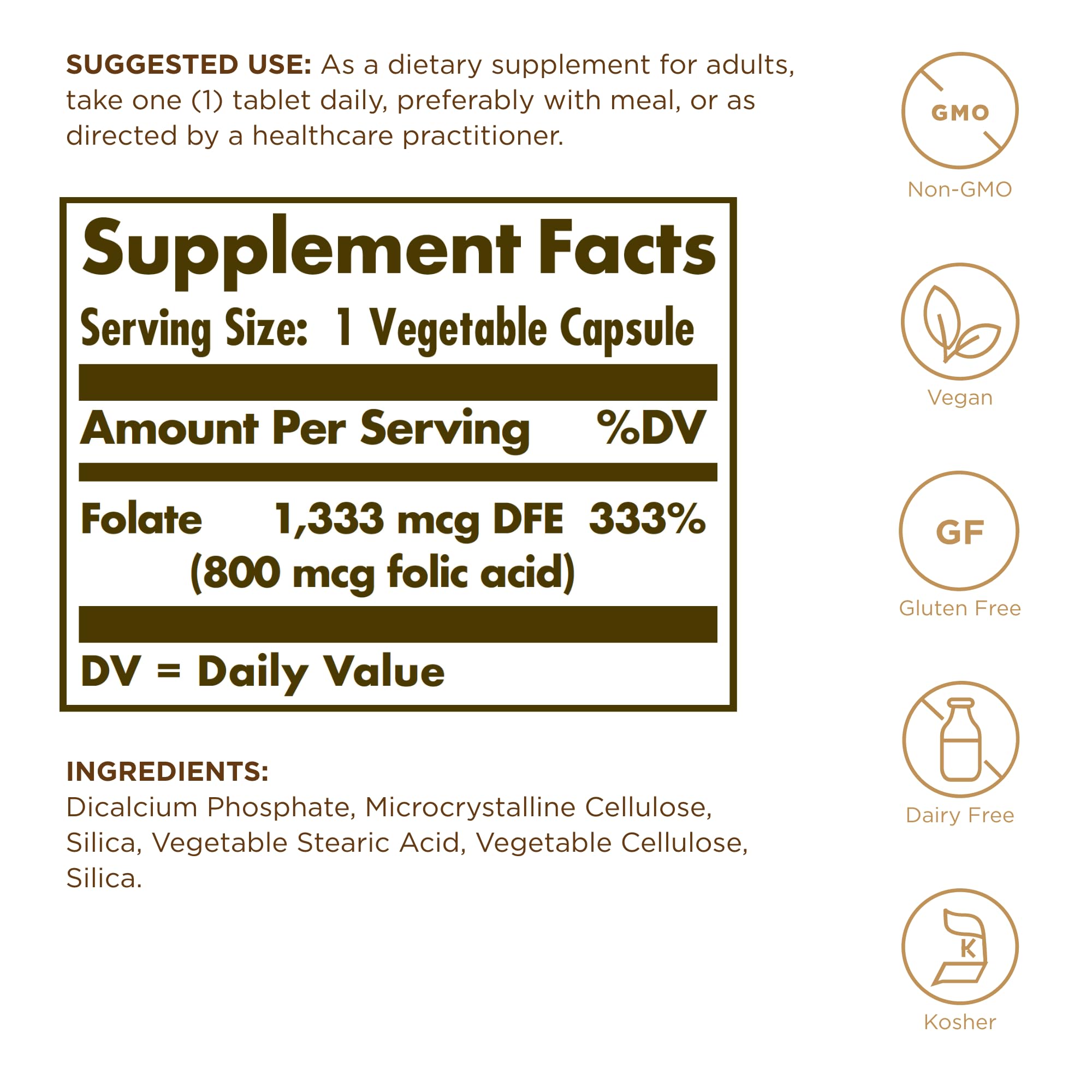 Solgar Folate – tablettes véganes faciles à avaler dans la routine.