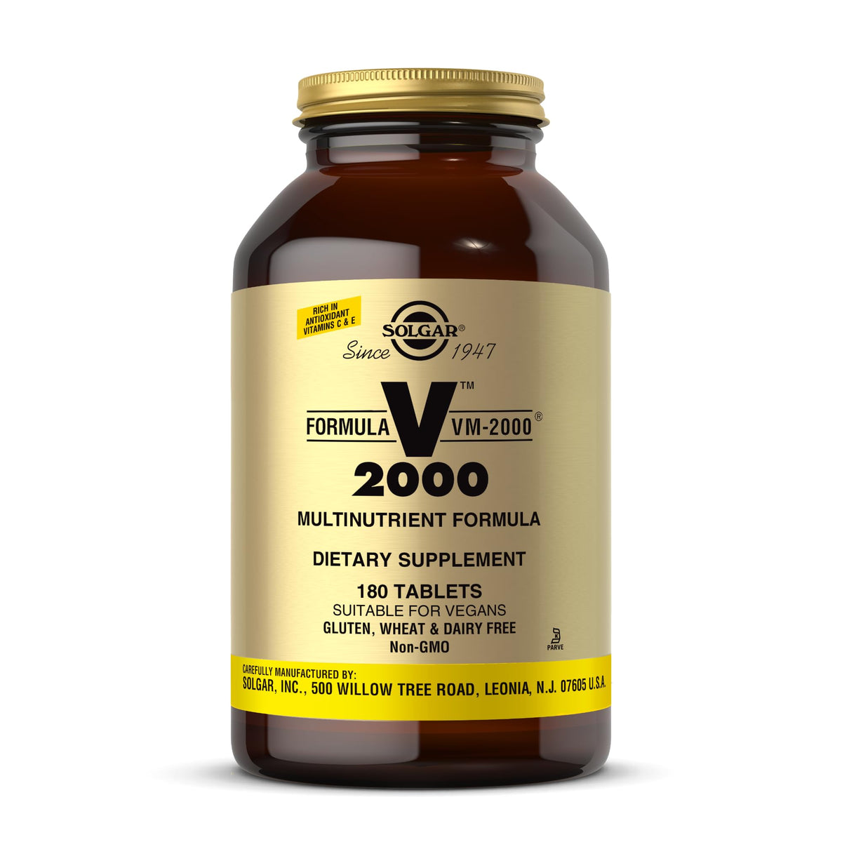 Solgar Formula VM 2000 : bouteille de 180 comprimés pour la routine quotidienne.