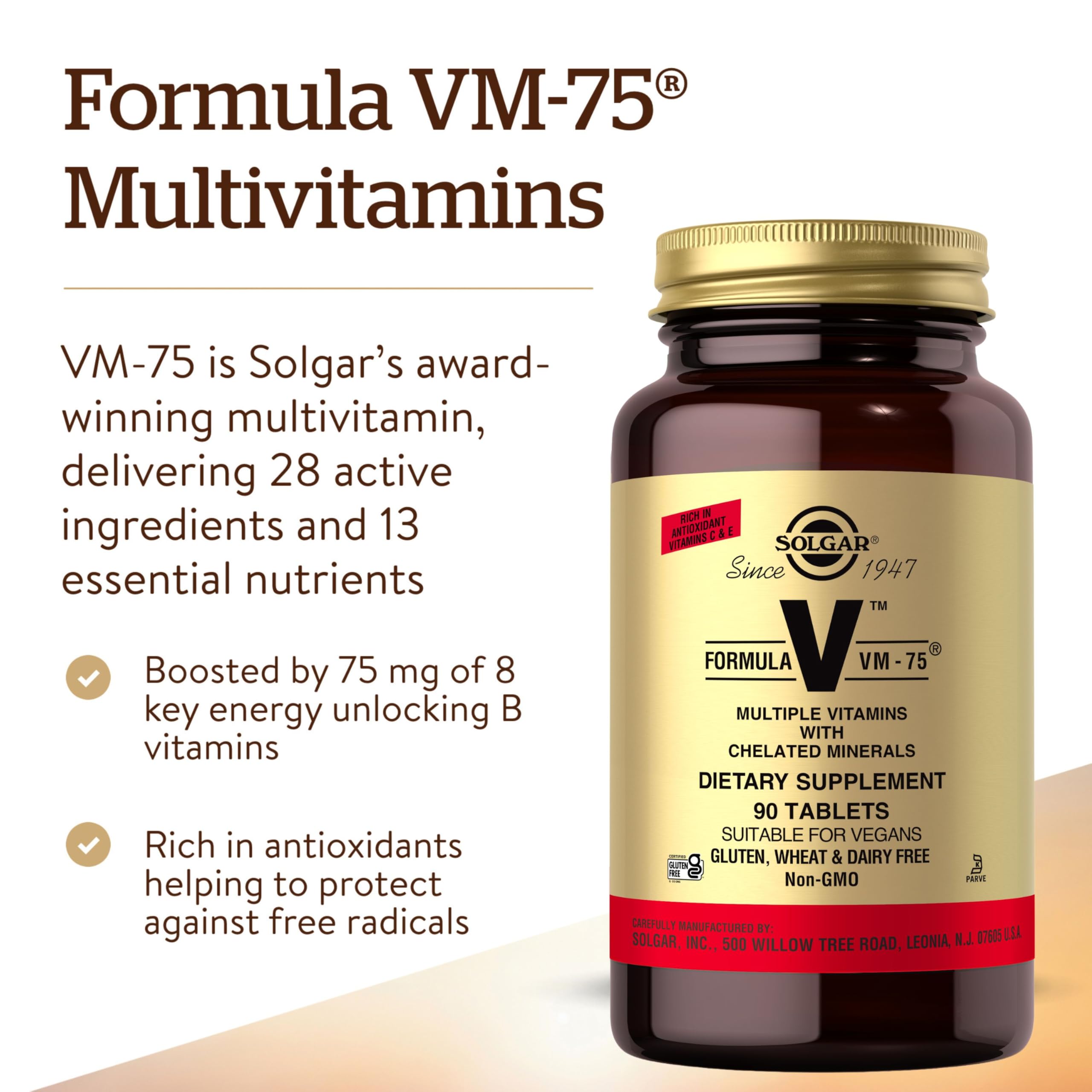 Solgar Formula VM-75 dosage quotidien, pratique et équilibré pour une nutrition complète.
