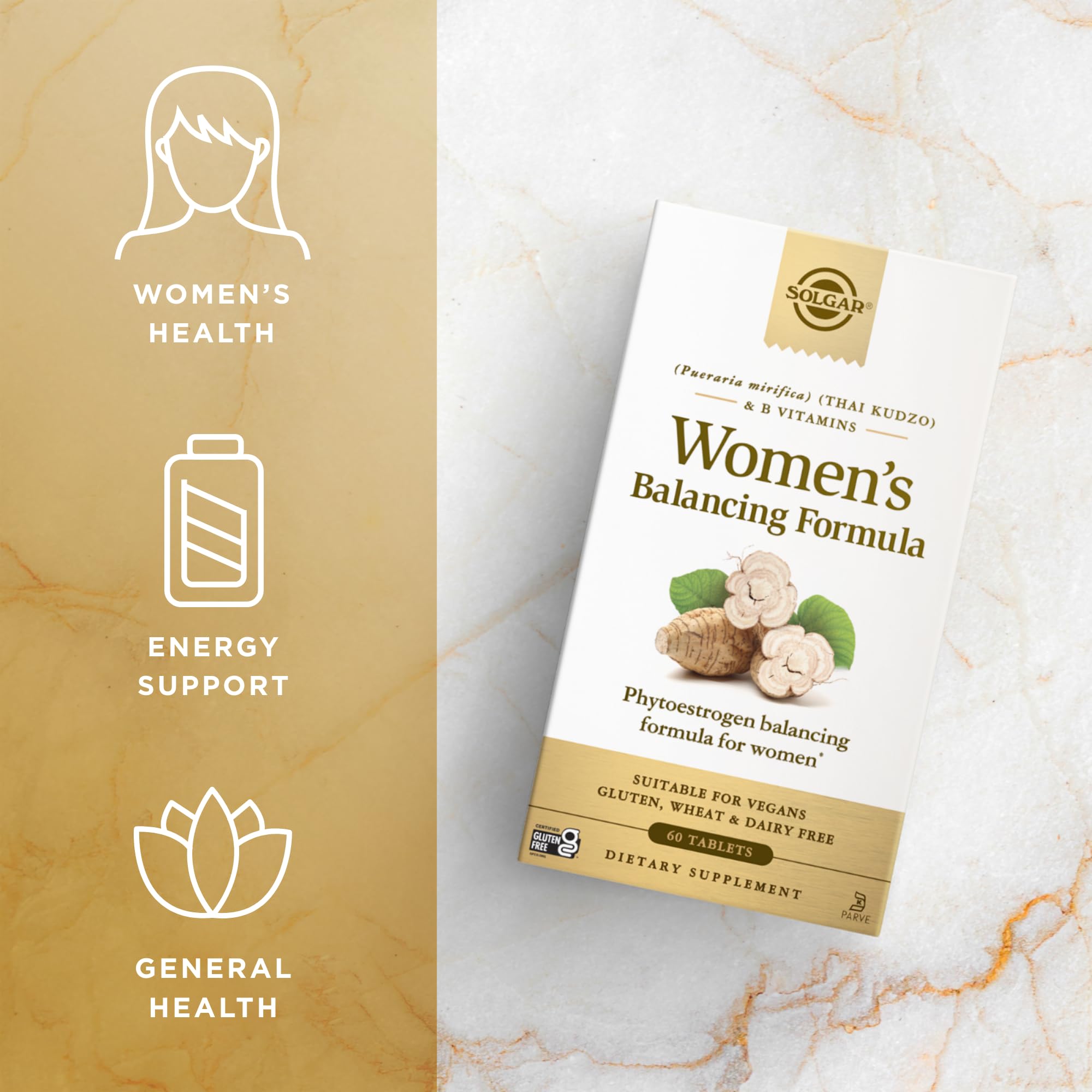 Solgar Formule d'Équilibre Féminin — produit végan certifiée kasher pour vos choix alimentaires.