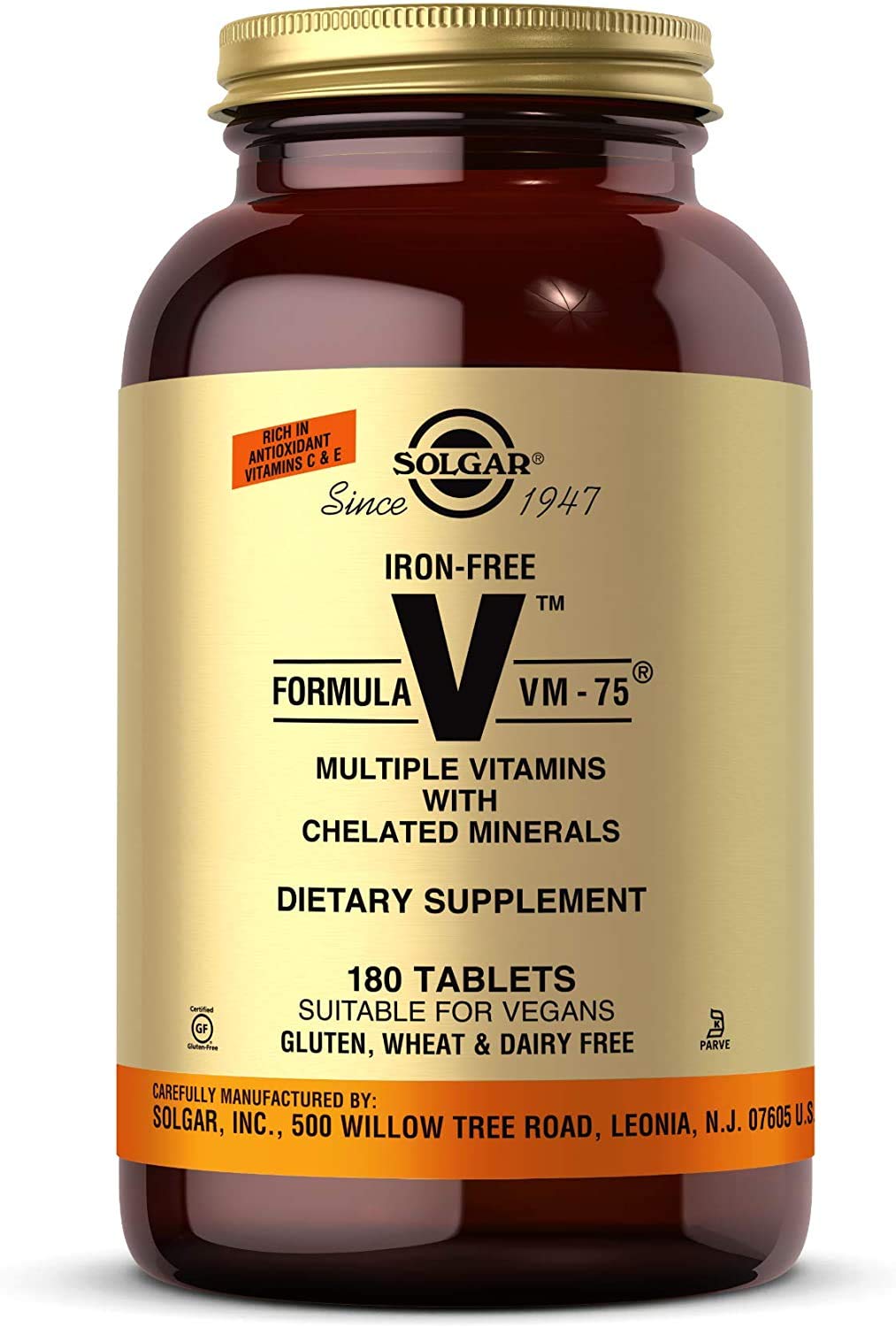 Solgar VM75 sans fer – boîte: soutien nutritionnel quotidien pour l'énergie et le bien-être.