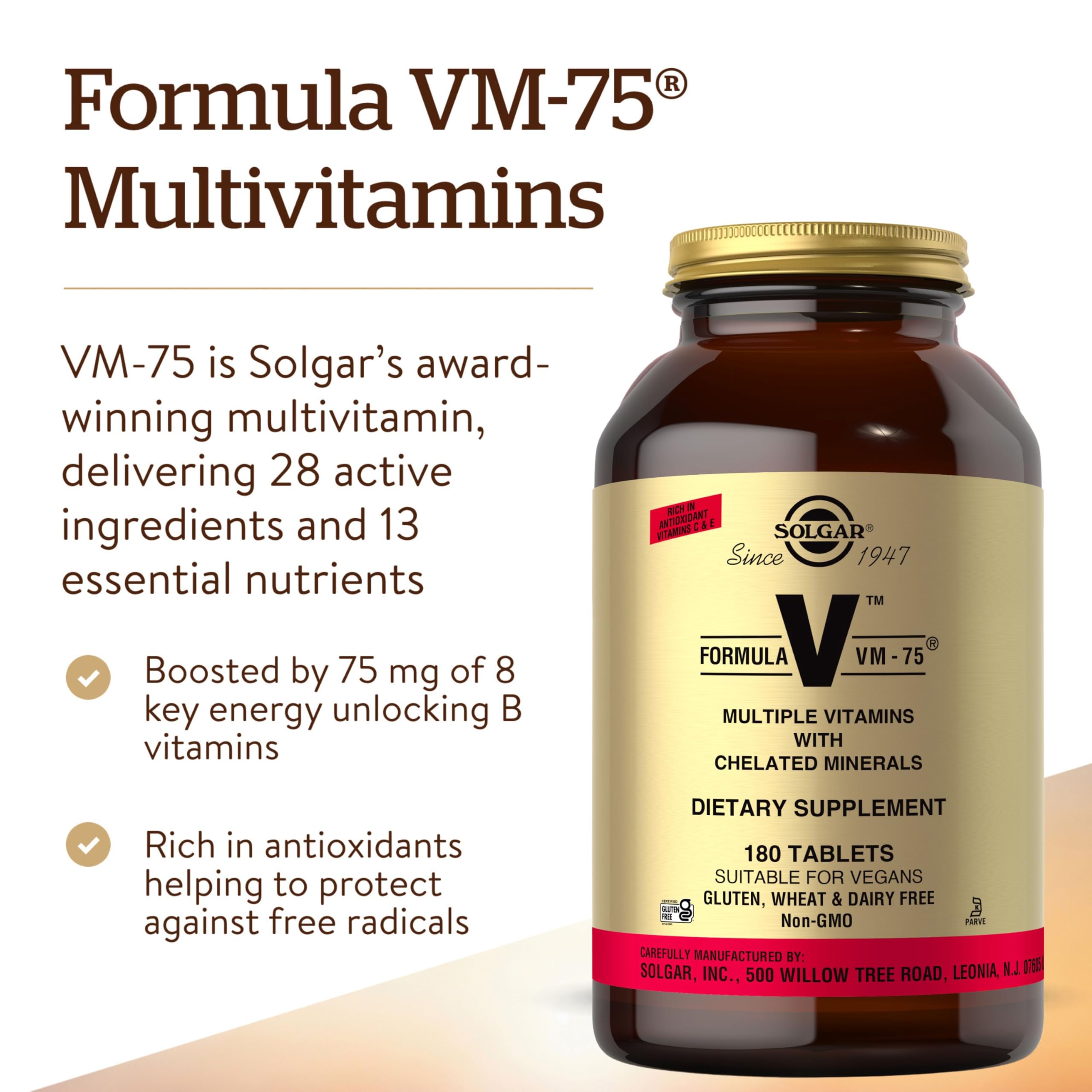 Solgar VM-75 compléments vitamínés pour un soutien nutritionnel.