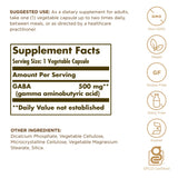 Solgar GABA 500 mg – étiquette-produit visible, traçabilité et référence fiables.