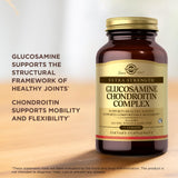Tablettes Solgar Glucosamine-Chondroïtine alignées, dosage quotidien pratique pour votre routine.