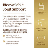 Solgar Glucosamine Chondroïtine MSM Ester-C — comprimés visibles pour un apport quotidien