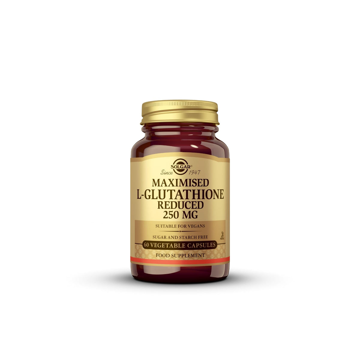 Solgar L-Glutathion Réduit 250 mg – bouteille, routine antioxydante potentielle.