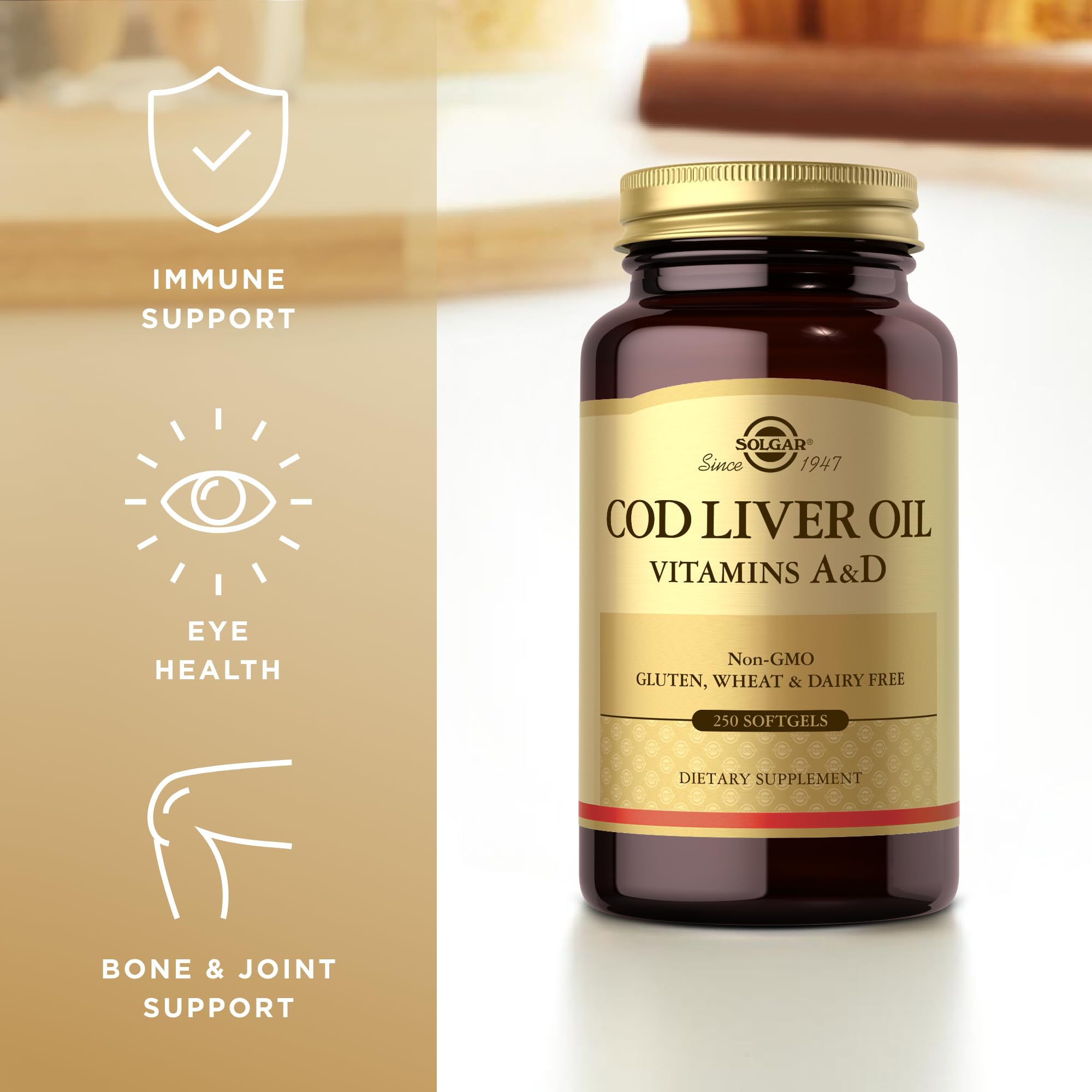 Solgar Huile foie morue - distillation moléculaire pour limiter les contaminants.