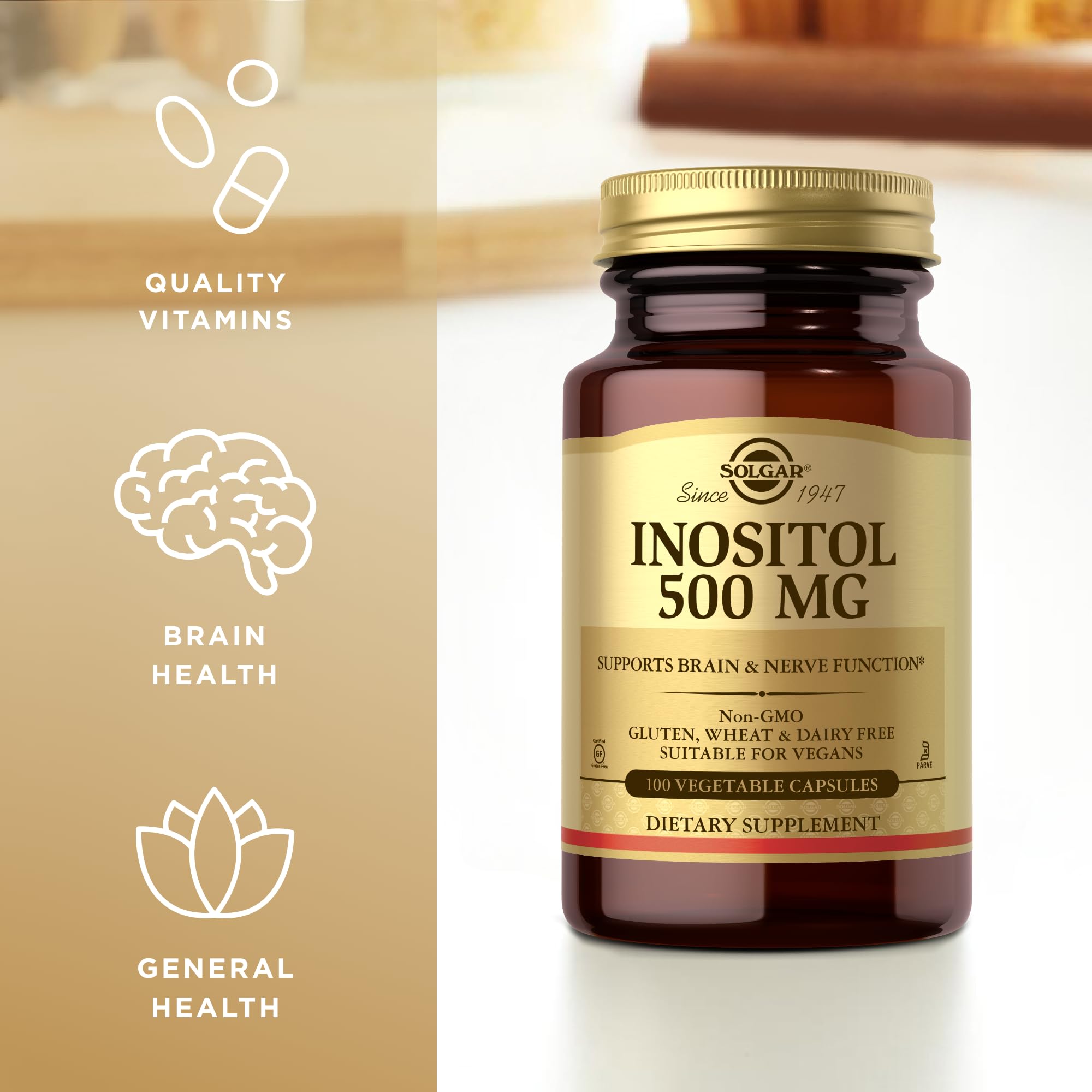 Tableau récapitulatif des bénéfices potentiels de Solgar Inositol 500 mg.