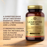 Solgar L-Carnitine 500 mg – emballage recyclable et accès rapide aux détails.