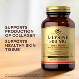 Soutien peau et lèvres avec Solgar L-Lysine, format pratique.