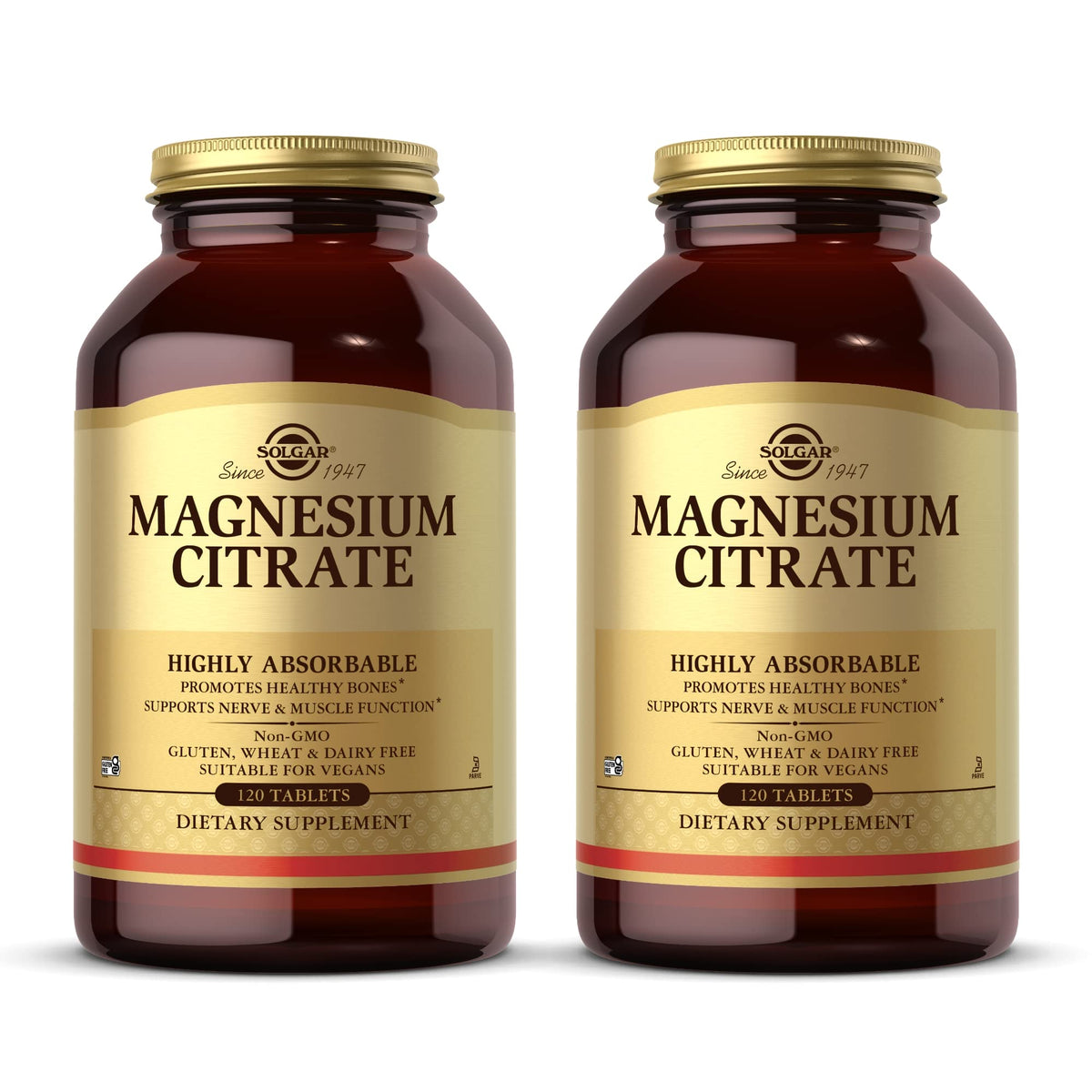 Solgar Magnésium Citrate, flacon-emballage pour une routine pratique et lisible