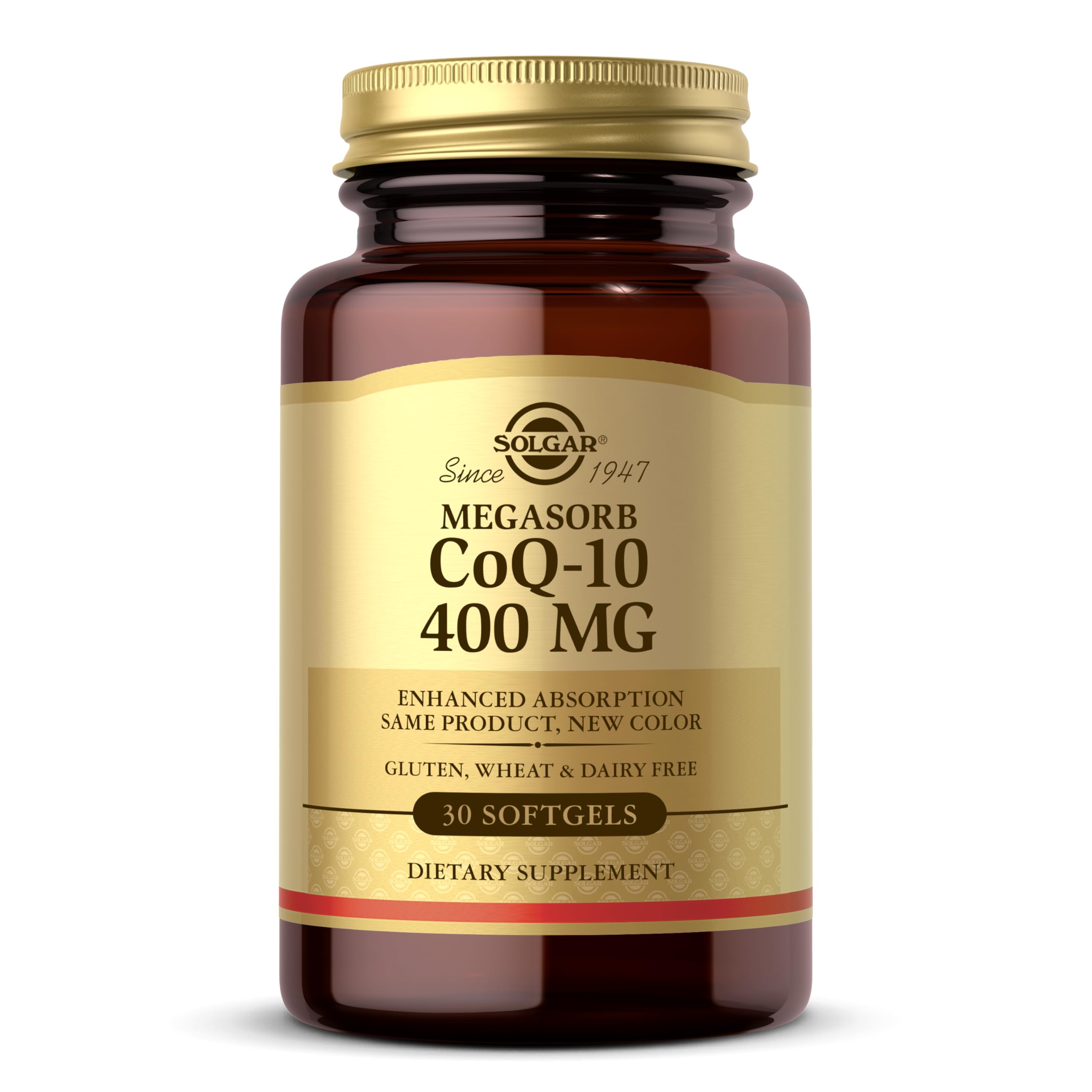 Solgar Megasorb CoQ-10: bouteille visible, soutien potentiel de la fonction cérébrale.
