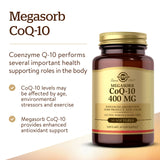 Solgar Megasorb CoQ-10: etiquette lisible et information sur l'absorption.