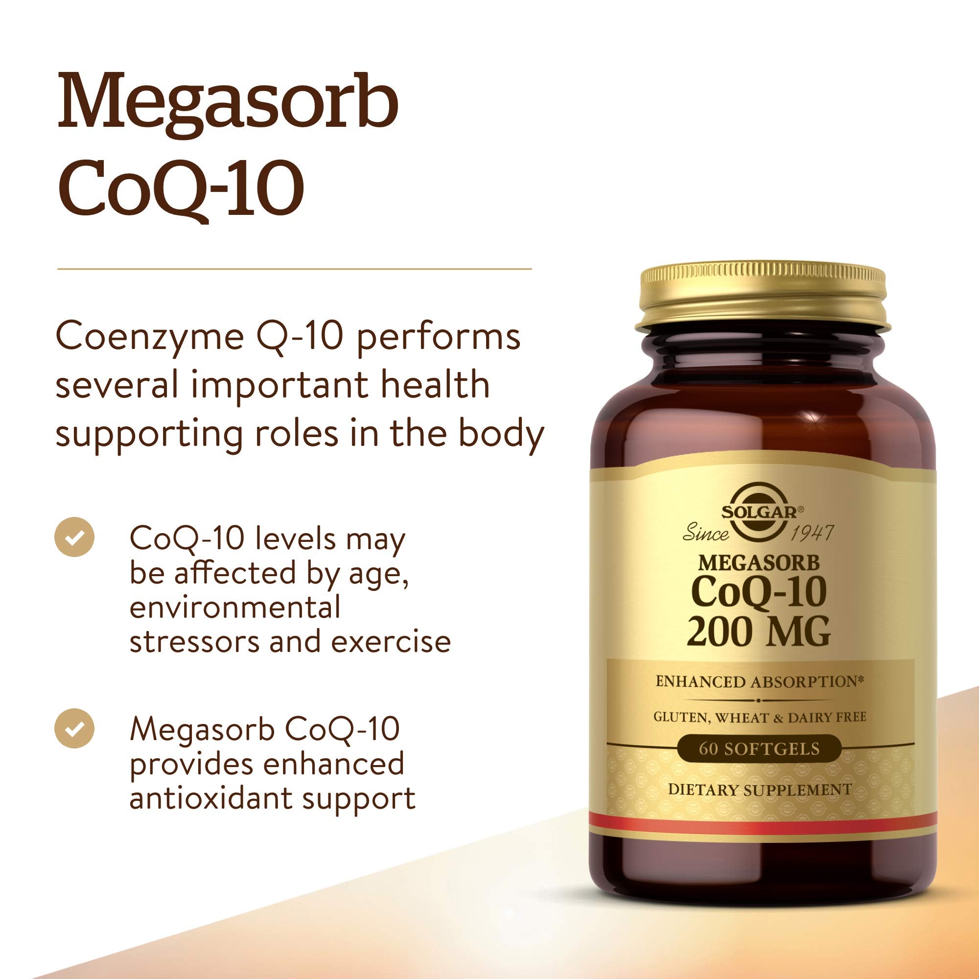 Solgar CoQ-10, soutien potentiel du cœur pendant l’effort.