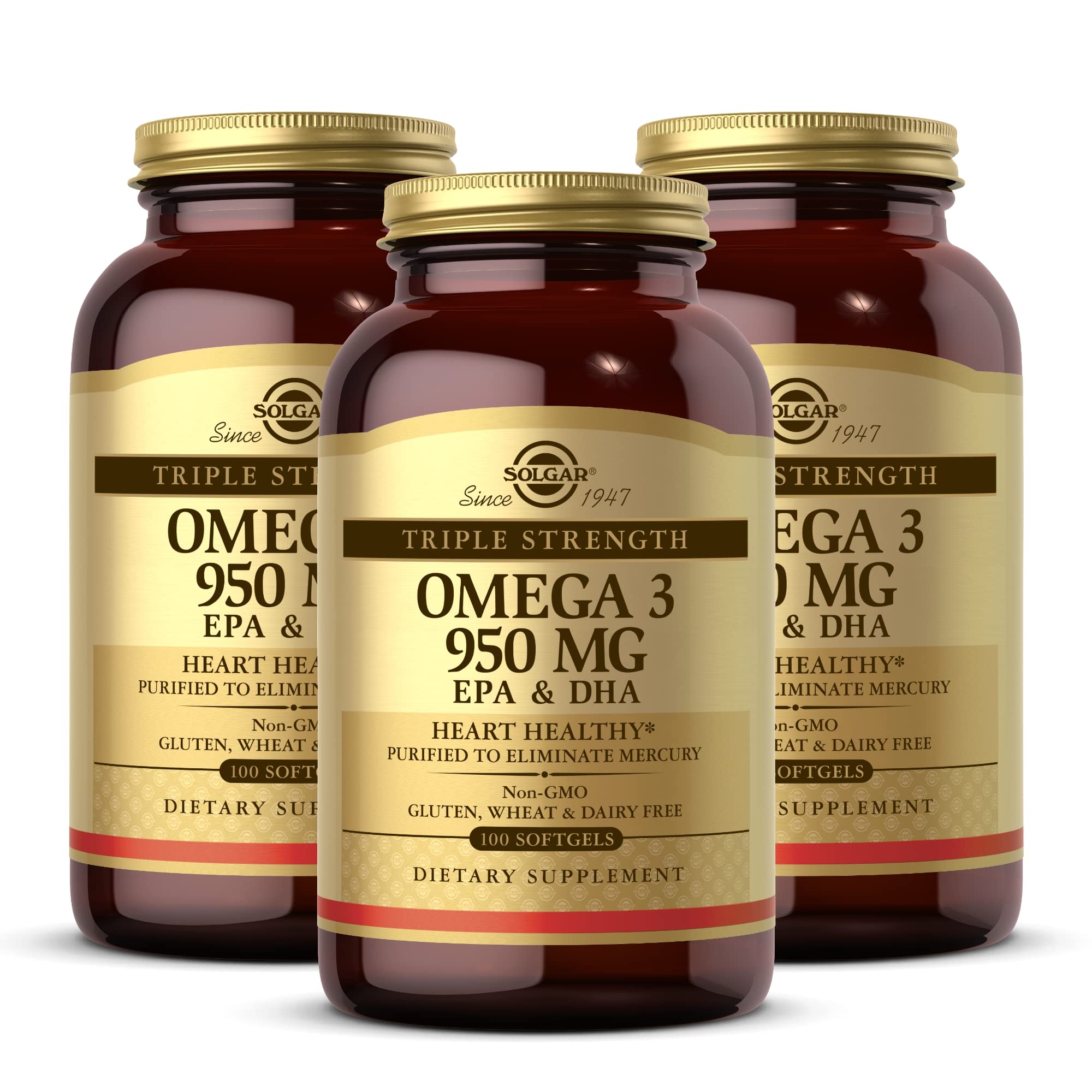 Solgar Oméga-3 950 mg – bouteille pratique pour une prise quotidienne.