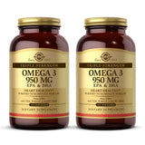 Solgar Omega-3 950 mg – bouteille: apport quotidien potentiel pour articulations et peau.