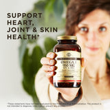Solgar Omega-3 950 mg – emballage extérieur: packaging sans OGM et sans gluten.
