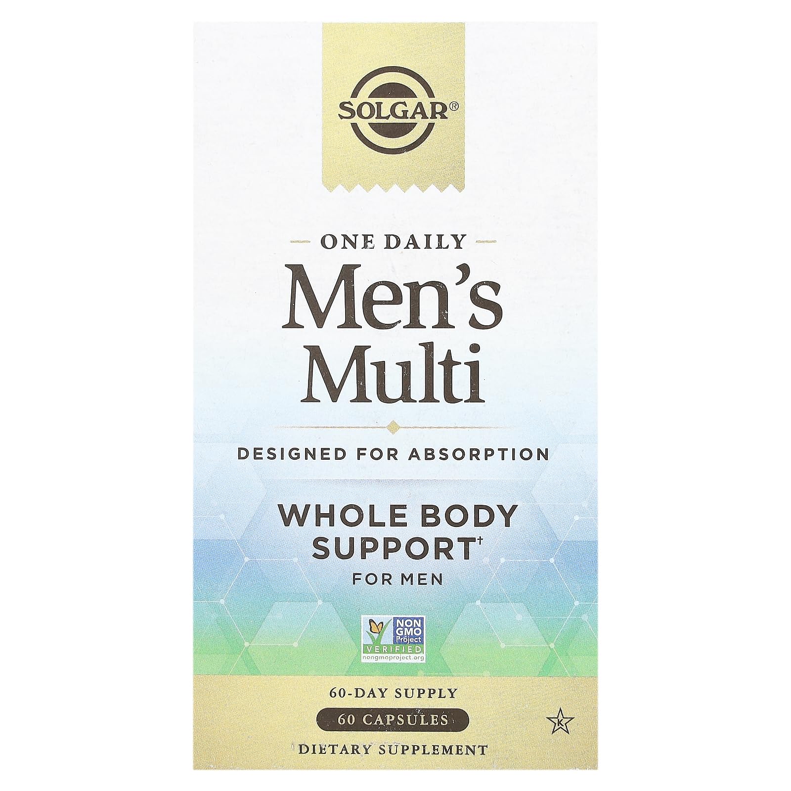 Solgar One Daily Homme Multivitamine — bouteille, soutien immunitaire et énergie pour les journées actives.