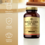 Solgar Resveratrol 250 mg Softgel – présentation compacte prête à l’emploi.