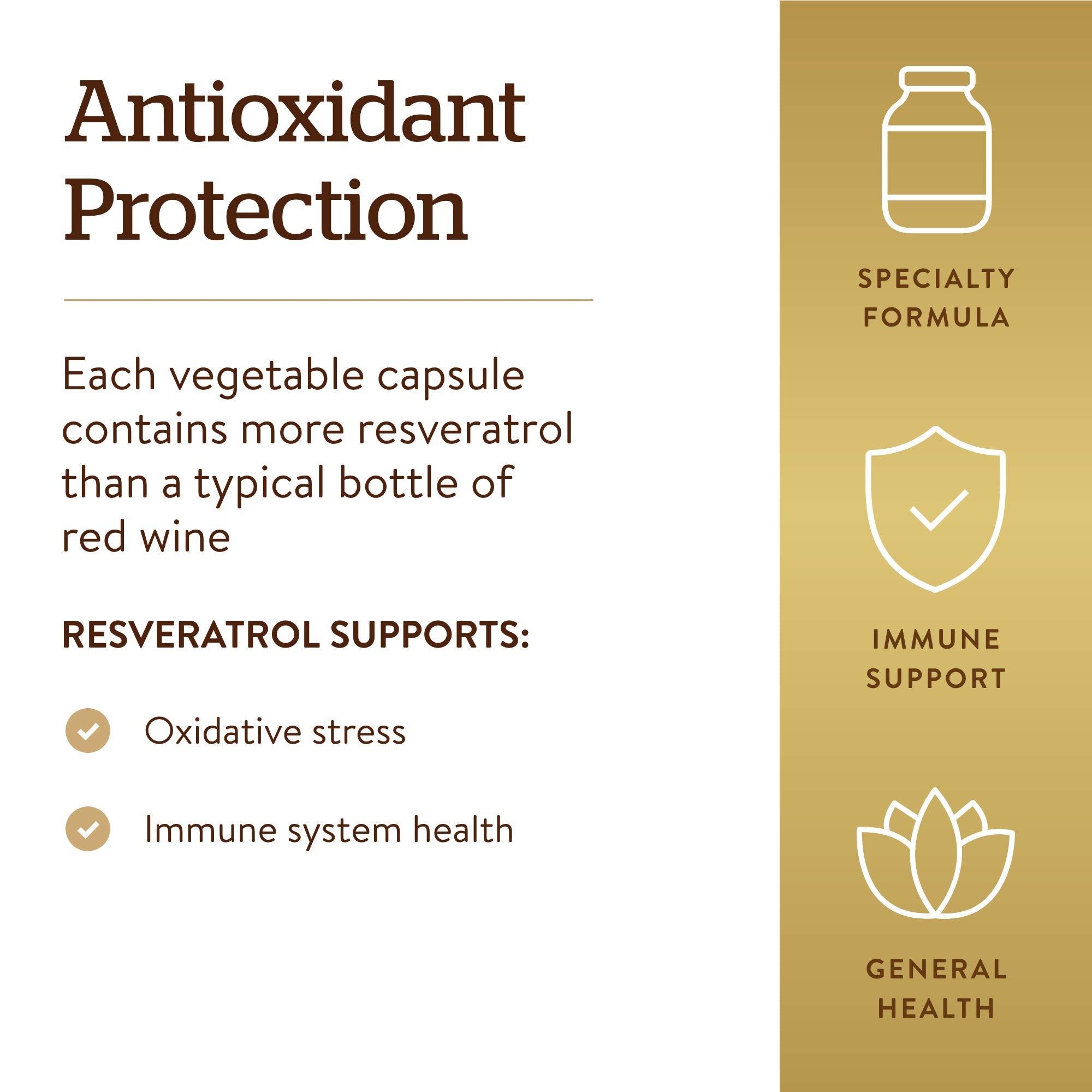 Solgar Resveratrol : capsules végétales faciles à avaler lors d'une routine santé.
