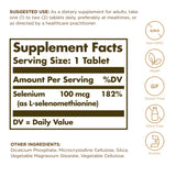 Tablettes Solgar Sélénium 100 mcg, dosage quotidien fiable et simple.