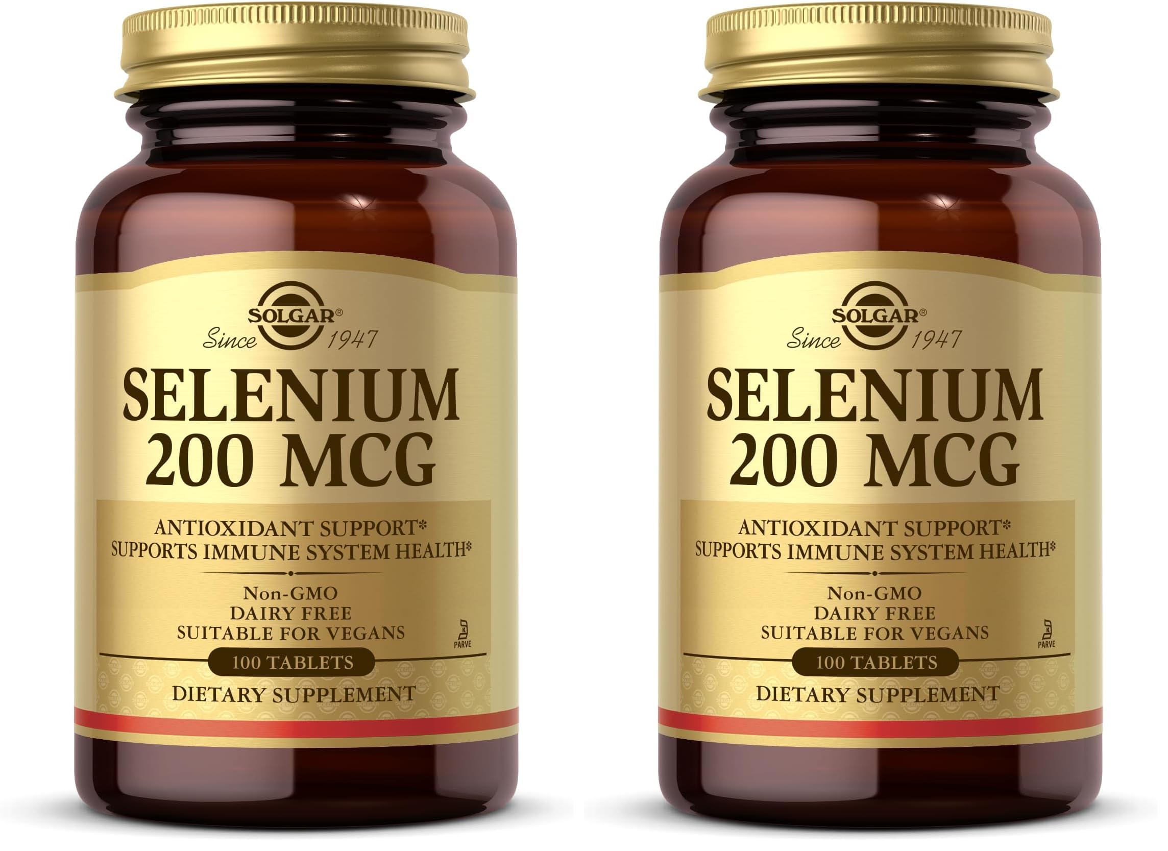 Solgar Selenium 200 μg – comprimés dans une boîte, soutien potentiel des défenses antioxydantes.